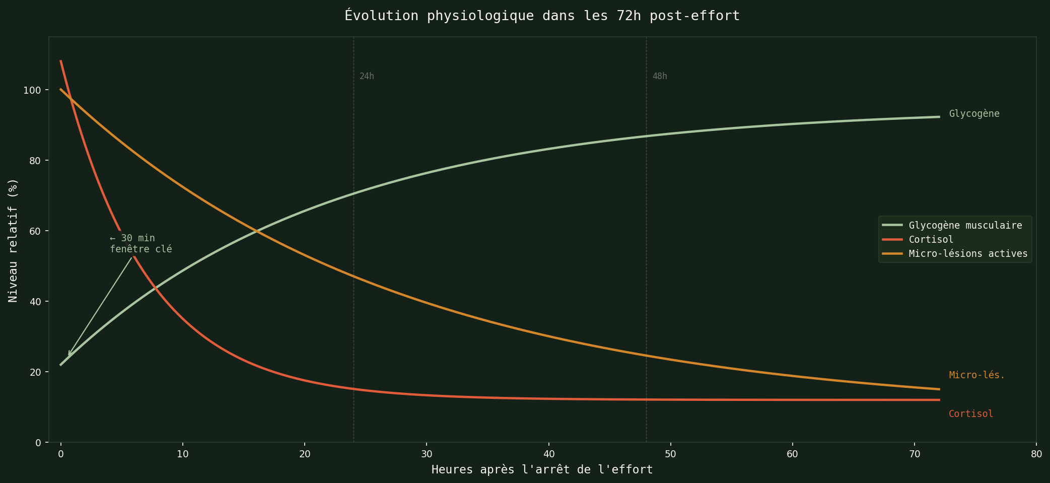 Évolution physiologique dans les 72h post-effort